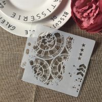 1Pcs 13cm Clock Dial Wheel Arrow Layering Stencils Painting Scrapbook Coloring Embossing Album Decorative Paper Card Template