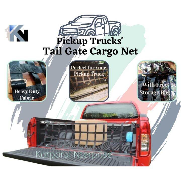 Pickup Trucks TAILGATE CARGO NET Heavy duty Sagfree Installation