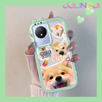 Jjlingji เคสสำหรับ VIVO Y02 Y02A Y11 2023เคสการ์ตูนสุนัขน่ารักแพตเต็นสีสันสดใสน่ารักกล้องมอนสเตอร์น้อยนิ่มสำหรับเลนส์กันกระแทกแบบใสเคสมือถือเคสป้องกันซิลิโคนเรียบง่ายความคิดสร้างสรรค์โปร่งใส