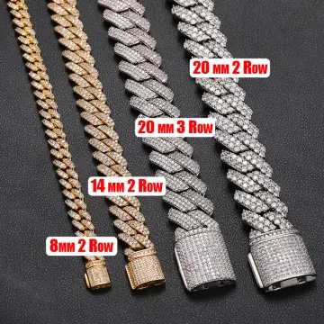 Hip Hop 13MM Iced Out Paved Rhinestones Miami Curb Figaro Link Chain  Necklace CZ Bling Rapper Necklaces For Men Jewelry
