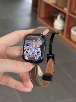 ☀○ Suanbei เหมาะสำหรับนาฬิกาหนัง IWatch8,นาฬิกา Apple Applewatch7สัมผัสระดับสูงสายหนังอัลตร้าตัวดูดแม่เหล็กหนัง654se2ฤดูร้อนระบายอากาศได้ดีย้อนยุคบุคลิก41/45มม. อินเทรนด์สำหรับผู้ชายและผู้หญิง