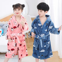 Childrens Clothing Animal Hooded Bath Robe Big Boy Bathrobe Autumn Winter long Flannel Bath Gowns Girls Kids Bath Robes Pajamas