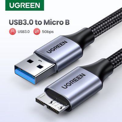 Ugreast Micro B USB 3.0 3A ชาร์จเร็ว5Gbps สาย USB เอ็กซ์เทอร์นัลฮาร์ดดิสก์ข้อมูล5Gbps สำหรับฮาร์ดดิสก์ SSD Sata