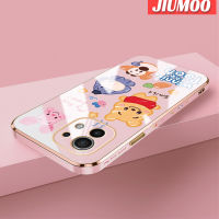 เคส JIUMOO สำหรับ Xiaomi 11 12 Lite เคสลายการ์ตูนยิ้มรูปสัตว์ใหม่กรอบสี่เหลี่ยมเคลือบพื้นผิวเคสนิ่มซิลิกาเจลกันกระแทกเคสมือถือรวมทุกฝาครอบป้องกันเลนส์กล้องถ่ายรูป