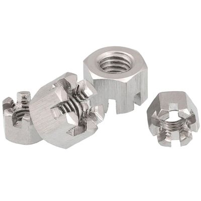 5/2pcs GB6181 M6 M8 M10 M12 M14 M16 Connecting Rod Wheel Axle Hub Slotted Castle Nut Groove Hexagon Nut A2 304 Stainless Steel Nails Screws Fasteners