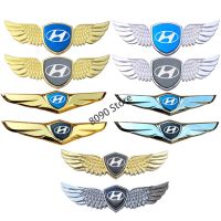 Hot New Modified Metal Wings Car Front Logo Hood Emblem Badge Auto Trunk Center Sticker for Hyundai Genesis Tucson Elantra SantaFe zhi