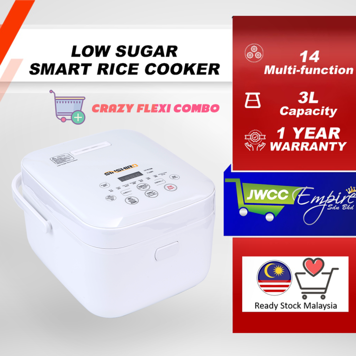 Sinshiro Low Sugar Rice Cooker Low Sugar Non Stick 3L Elektrik Periuk Nasi Elektrik Kecil Periuk