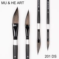 【YF】 Squirrel Hair Mixed Watercolor Paint Brush Long Oblique Angle Head Black   Silver Wooden Handle Brass Ferrule 201DS MU HE ART