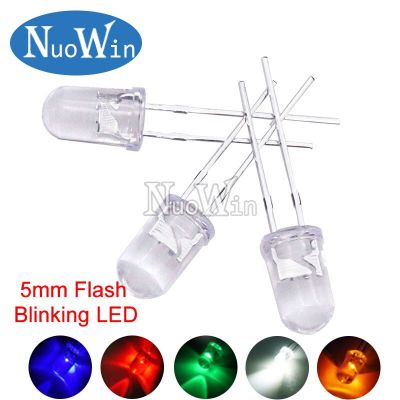 50pcs 5mm White Green Red Blue Yellow Light-Emitting-Diode Automatic Flashing LED F5 Flash Control Blinking Diode 1.5HZ Electrical Circuitry Parts