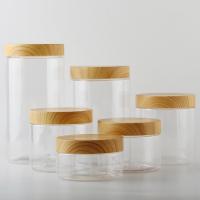 Plastic Bottle Nut Biscuit Jar Wood Grain Transparent Sealed Jar Kitchen Seasoning Grains Moisture-proof Fresh-keeping Storage