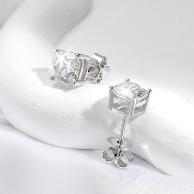 Smyoue Cushion Cut 1ct Certified Moissanite Stud Earrings for Women Luxury Classic Wedding Jewelry S925 Sterling Silver Earring