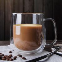 Double Wall High Borosilicate Glass Mug Heat Resistant Handle Coffee Milk Juice Water Cup Bar Drinkware Coffeeware Lover Gift