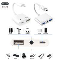 Audio Charge Adapter Lightning To USB C Hub อะแดปเตอร์ Adapter OTG Type-C/Lightning to USB3.0/HDMI/PD/SD/TF/ เมาส์คีย์บอร์ดชาร์จ สำหรับ ตัวแยกอะแดปเตอร์สำหรับแล็ปท็อปแท็บเล็ตคอมพิวเตอร์อุปกรณ์พีซีแท่นวาง