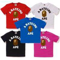 BAPE BEII BAPE เสื้อยืดผ้าฝ้ายทรงหลวมมีตัวอักษรแขนสั้นผ้าฝ้ายลายเม่นคลาสสิกโลโก้ยอดนิยมสำหรับผู้ชายและผู้หญิง