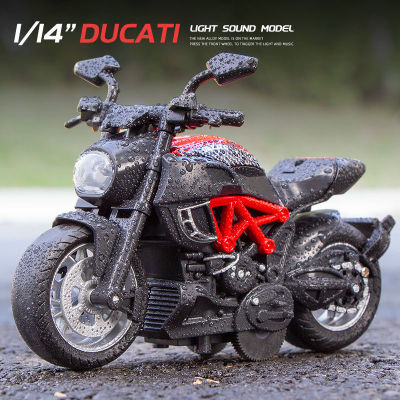 【RUM】1:14 Scale Ducati Alloy Motorcycle Model Light &amp; Sound effect diecast car Toys for Boys baby toys birthday gift car toys kids toys car model