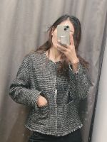 Uniqlo autumn and winter small fragrant wind tweed jacket womens loose collarless short cardigan casual jacket top 462182