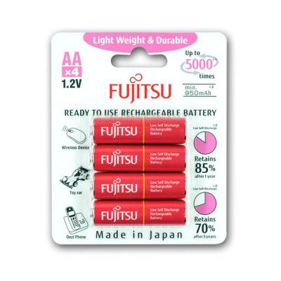 (ก้อนชมพู) ถ่านชาร์จ Fujitsu AA 4ก้อน Typ.1000mAh min.950mAh HR-3UTLA(4B) Made in Japan ของใหม่ ของแท้บริษัท