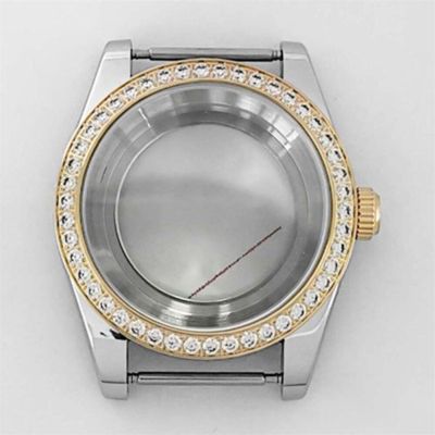 Fashion 39Mm Diamond Sapphire Glass Watch Case For NH35 NH36 Movement Modified Part Stainless Steel Cases Watches Accessories