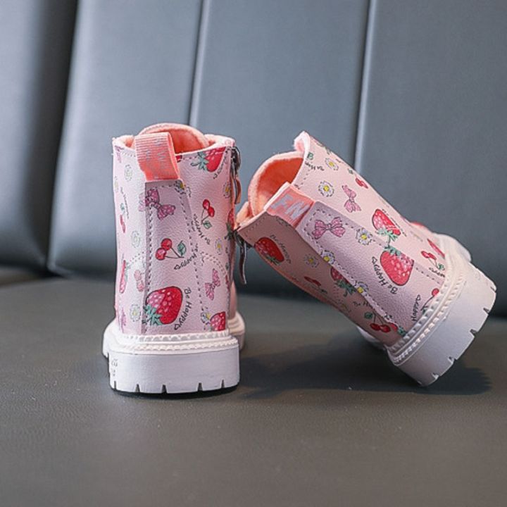 aeozad-รองเท้าสั้นพิมพ์ลายสตรอเบอร์รี่สำหรับเด็กทารกให้ความอบอุ่นน่ารักแฟชั่น