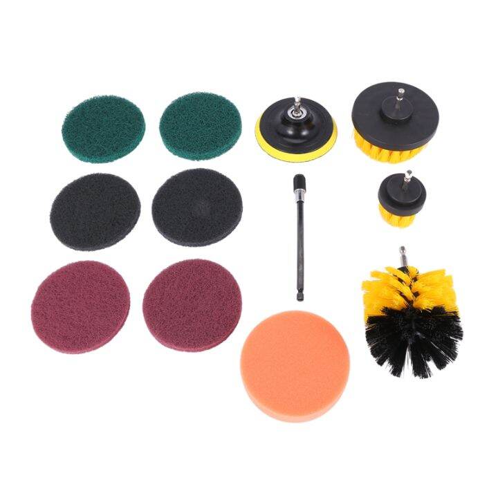 12 Piece Drill Brush Scrub Pads Power Scrubber Brush with Extended Long