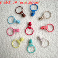 3V#3 Resin zipper puller With the ring Zipper head DIY colourful resin zipper 20pcs/lot Door Hardware Locks Fabric Material