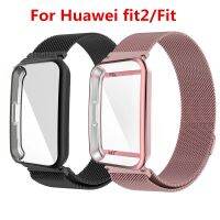 （Bar watchband）สายลูปแม่เหล็ก Milan สำหรับนาฬิกา Huawei พอดีกับโลหะ2กำไลข้อมืออัจฉริยะสายข้อมือสำหรับเปลี่ยนพร้อมเคสป้องกันหน้าจอ