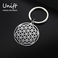 【HOT】 Unift Retro Flower of Life Car Keychain Accessories Amulet Ring Stainless Steel Fashion Men 39;s and Women 39;s Gifts