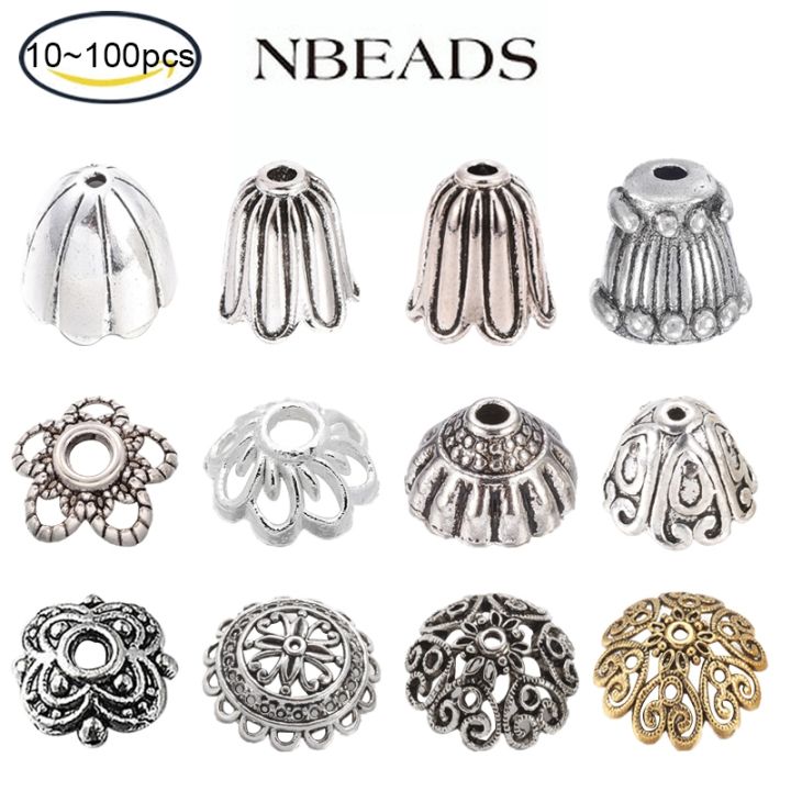 YF】◑✘ﺴ 10-100PC Alloy Tassel Ends Cap Bead Cone Spacer Caps