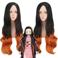 Kamado Nezuko Wig Demon Slayer:Kimetsu No Yaiba Kamado Nezuko Cosplay Hair Long Black With Orange Heat Resistant Synthetic Wig