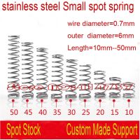 สปริงแบบจุดขนาดเล็กสเตนเลสสตีล,สปริงขดลวด0.7มม. สปริงอัดแรงดันสปริงเส้นผ่านศูนย์กลางภายนอก = 6มม. 50ชิ้นขนาด0.7*6*10มม.