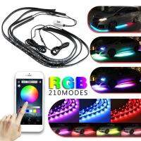 4PCS 12V IP65 Bluetooth App Control RGB LED Strip Under Car 60 90 cm Tube Underglow Underbody System Neon Light Dropshipping