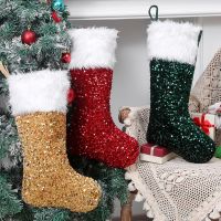 Shine Sequins Christmas Stockings Decoration Christmas Gift Bag Christmas Socks Xmas Gift Candy Bag