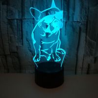 Nighdn 3D French Bulldog LED Night Light Puppy Dog พร้อมแว่นกันแดดไฟตกแต่งตกแต่งบ้านเปลี่ยนสีโคมไฟตั้งโต๊ะ