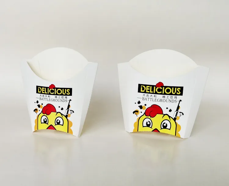 Large Medium and Small Size French Fries to-Go Box Disposable Square Potato  Cup Magic Cup Takeaway French Fries Box with Lid Commercial Use