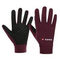 Santic Cycling Gloves Winter Warm Full Finger with Touch Function Shockproof Keep Warm Asian Size