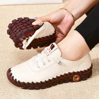 Women Sneakers Vintage Breathable Flat Shoes Platform Loafers Lace Up Leather Slip-On New Fashion Casual Mom Shoe Zapatos Mujer