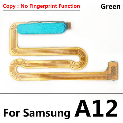 เซ็นเซอร์ลายนิ้วมือปุ่มเมนูกุญแจคืนที่บ้านพร้อมปุ่มเปิดปิดด้านข้างคีย์ด้านข้างปุ่มเฟล็กซ์สำหรับ Samsung Galaxy A12ไม่มีลายนิ้วมือ