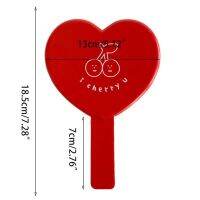 TY31 Heart-Shaped Red Handheld Mirror Cartoon Cherry Vintage Cosmetic Makeup Tool U2JD