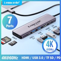 Lemorele 7in1 USB HUB Docking Station USB c Hub HDMI 4K 60Hz USB 3.0 Adapter PD100W Charge For Macbook Pro Laptop Accessories USB Hubs