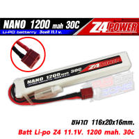 แบตเตอรี่ แบตลิโพ Z4Power 11.1V 1200 mAh 30C Li-po ปลั๊กดีน  สำหรับใส่แกนพานท้าย