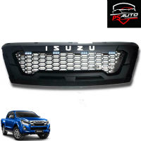 กระจังหน้า หน้ากระจัง ไฟ LED สีขาว โลโก้ขาว รุ่น อิซูซุ ดีแม็กซ์ ISUZU D-MAX DMAX BLUE POWER ปี 2016 2017 2018 สีดำด้าน 1 ชิ้น