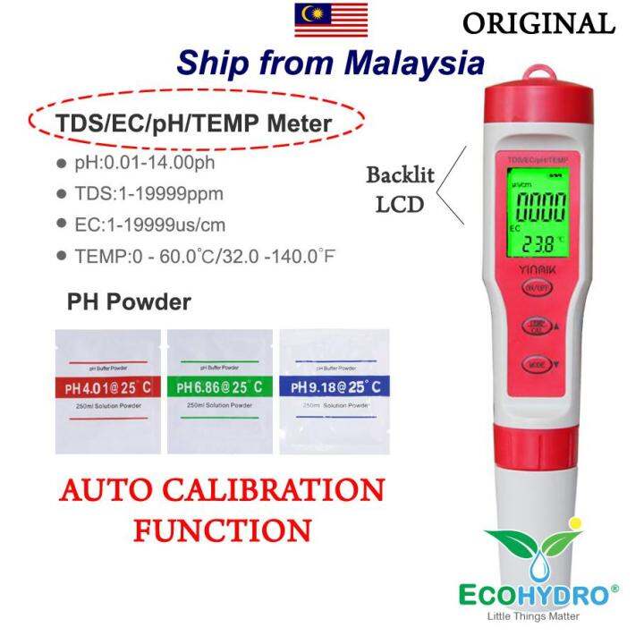 [NEW] 4 in 1 Portable Digital EC TDS PH TEMP EC Meter HYDROPONICS ...