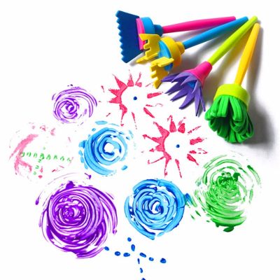 4pcs/set DIY Painting Tools Drawaing Toys Flower Stamp Sponge Brush Set Art Supplies For Kids