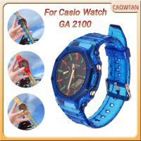 ใหม่ + กรณีสำหรับ Casio GA 2100โปร่งใสสายรุ้งสายนาฬิกาข้อมือชุดกรอบ G Shock Bezel และอุปกรณ์สายรัด