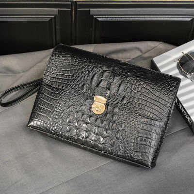 Crocodile Pattern Leather Clutches Men Handbag Business Fashion Mens Clutch Bag Luxury Hand Bag Men Clutch Wrist Flap Bag Purse