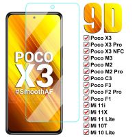 9D กระจกนิรภัยสำหรับ Xiaomi Poco X3 X2 M3 M2 C3 F2 Pro F3ฟิล์มป้องกัน Mi 10T 11 Lite 11X Pro 10i ผสม11i 2 3แก้ว