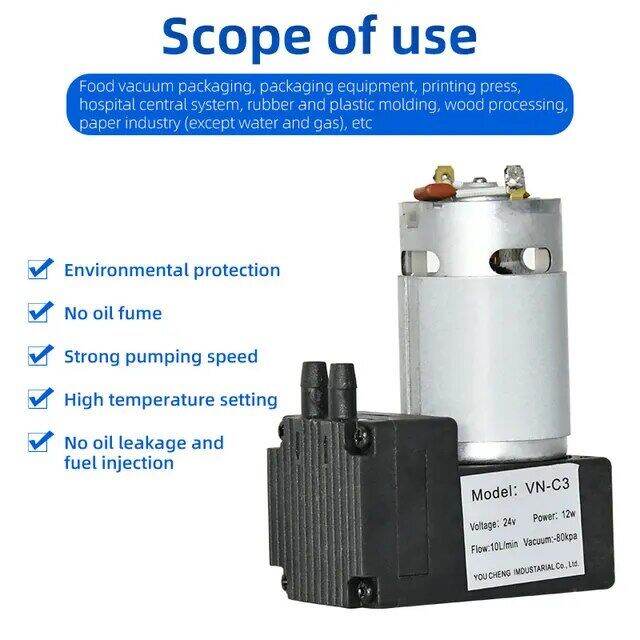 Suction Pressure Negative Pump Vacuum Mini 12L/min Rate Flow 24v Pump