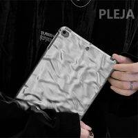 {RUBBIE Shell}เงินย่นเนื้อเคสสำหรับ iPad Pro 2018 2019 2021 11นิ้วอากาศ4/5 iPad 2017 2021 10.5นิ้ว Mini4/5ปกหลัง