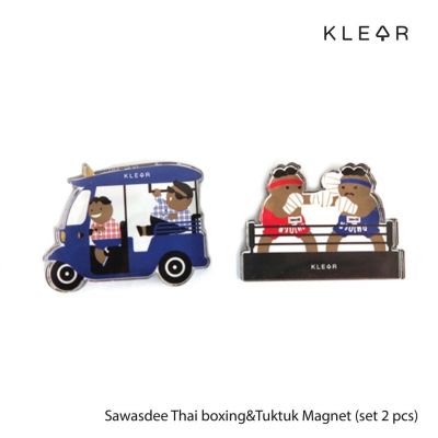 KlearObject Sawasdee Thai boxing&Tuktuk Magnet (set 2 pcs) โปสการ์ด+แม่เหล็กติดตู้เย็น แม่เหล็กติดผนัง ติดบอร์ด