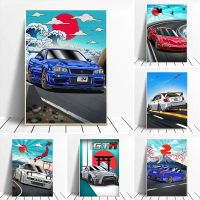 Street Car Racing โปสเตอร์และพิมพ์-GTR SUV 80S Synthwave Neon ภาพวาดผ้าใบ Wall Art ตกแต่งสำหรับตกแต่งบ้าน